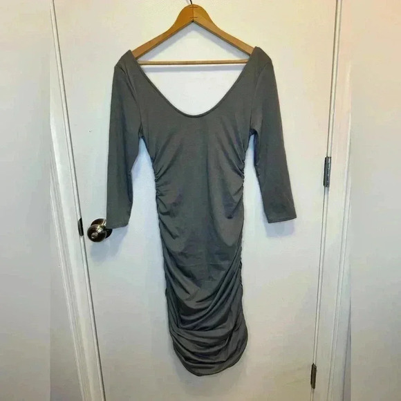 Anthropologie Threads 4 Thought grey fitted long sleeve midi dress size small - Picture 1 of 8